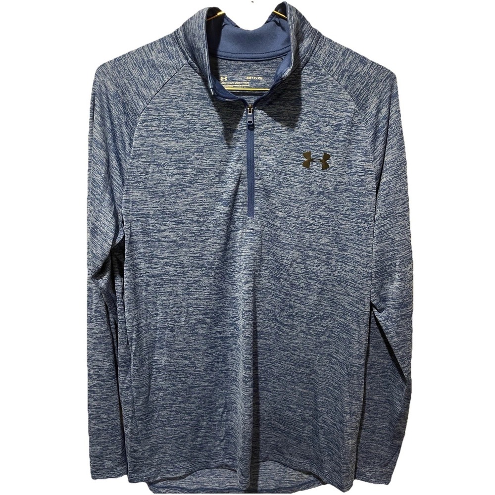 Under Armour Quarter Zip Pullover Men Small Blue Loose Fit Long Sleeve